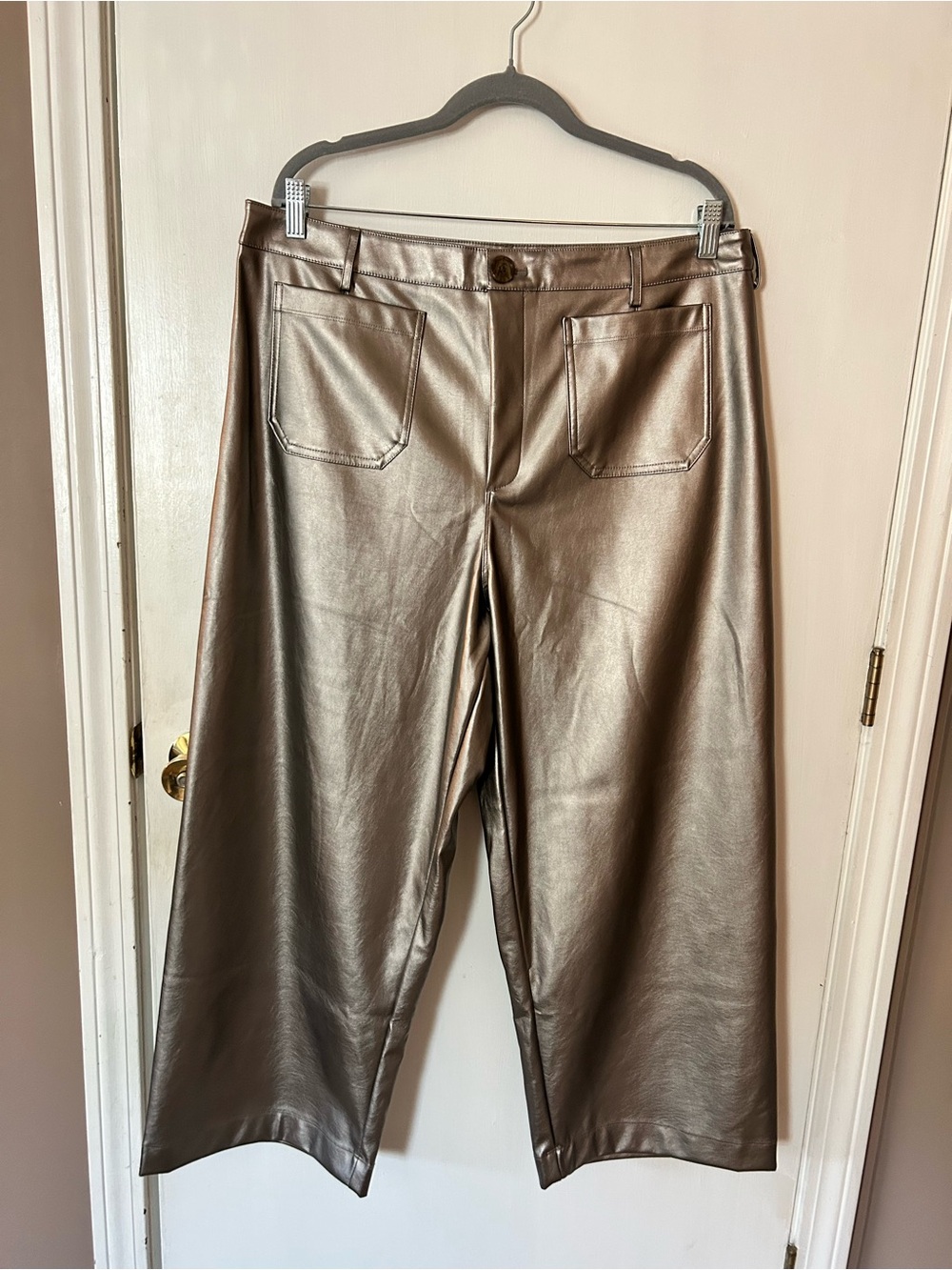 CeCe Metallic Bronze Faux Leather Pants